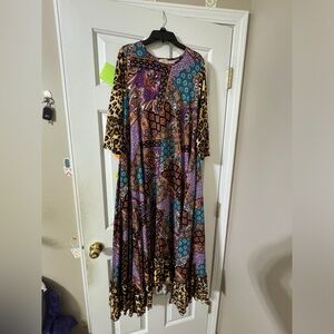 Zadie B’s Silky/Stretch Material Cheetah/Mixed Print Swing Dress